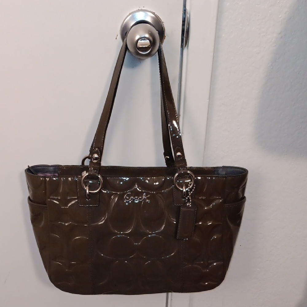 Coach Preloved Glossy Gray Tote Bag
